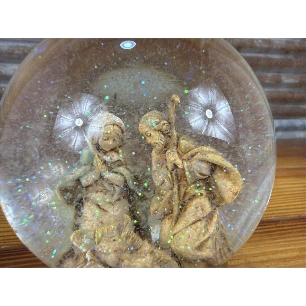 Fontanini Holy Family Glitterdome Snow Globe Musical “O Holy Night” Roman 1989